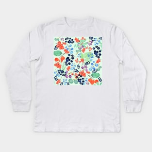 colorful berries watercolor collection Kids Long Sleeve T-Shirt